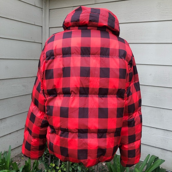 Juicy Couture Black Label Red/Black Plaid Puffer Jacket XL - Picture 11 of 13